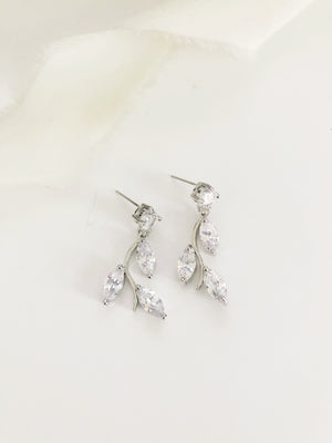 Ferna Leaf Diamond Drop Earrings
